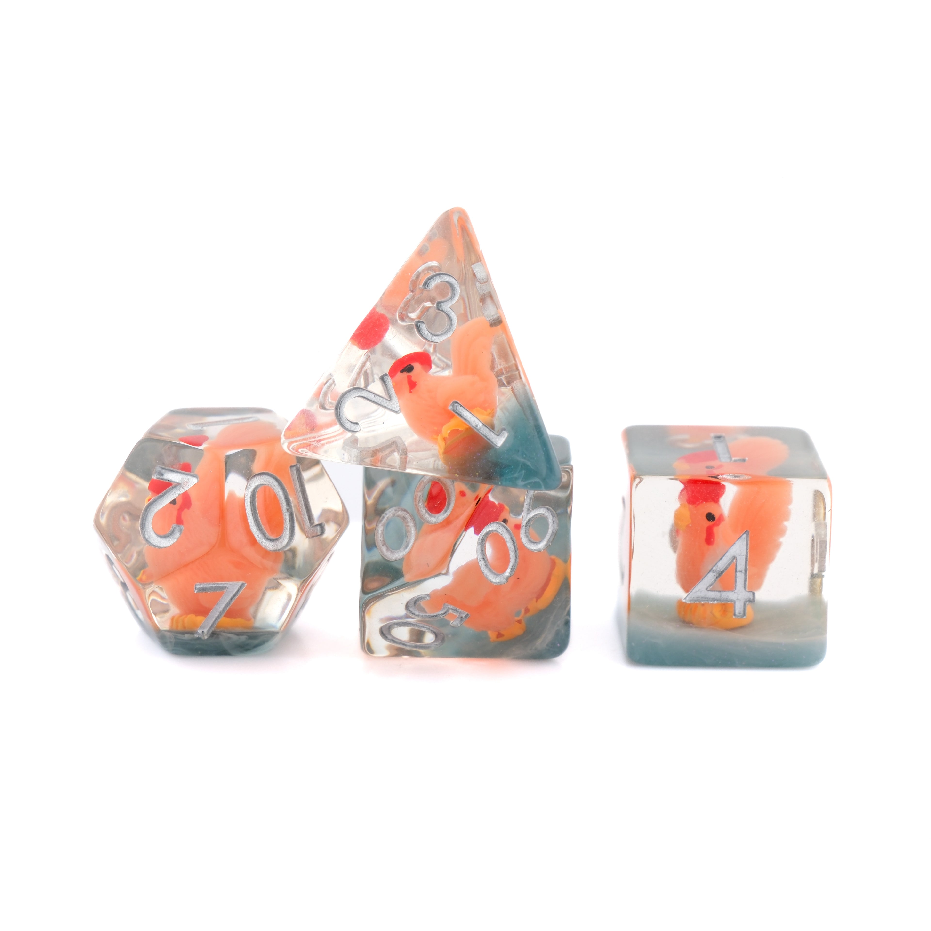 Chicken DnD Dice Set: 7-Piece Resin RPG Dice