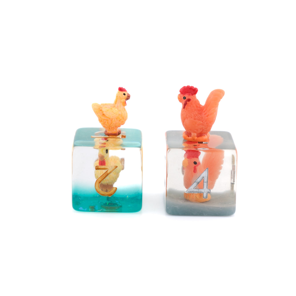 Chicken DnD Dice Set: 7-Piece Resin RPG Dice