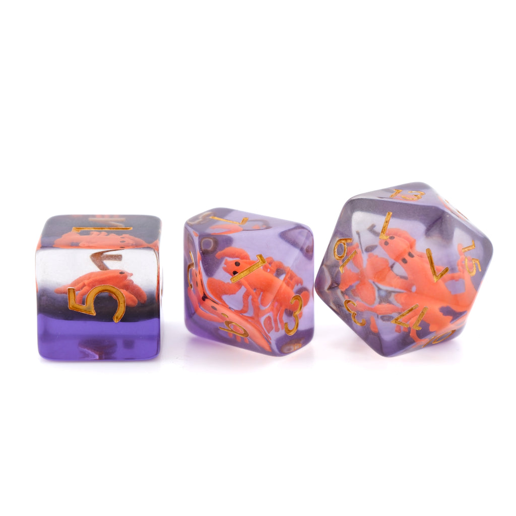 Lobster Resin DnD Dice Set: 7-Piece Crustacean RPG Dice