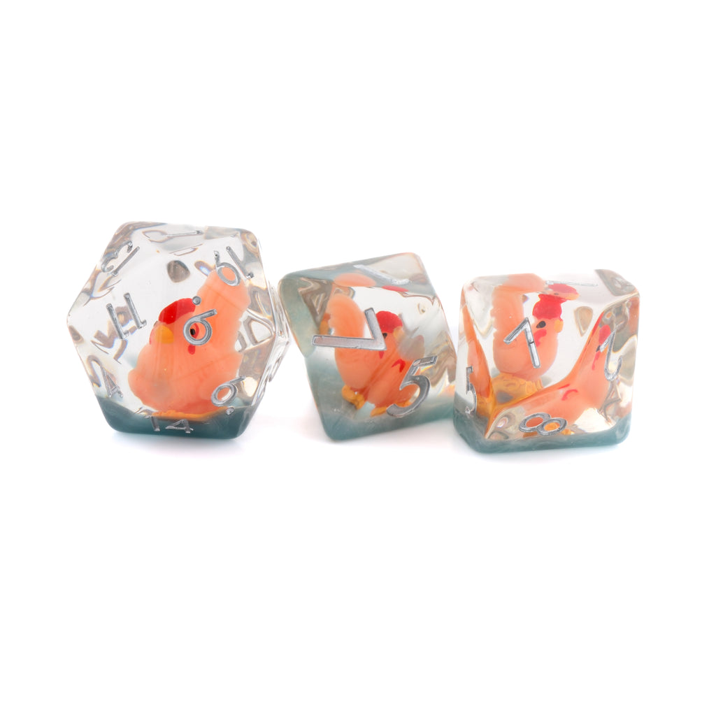 Chicken DnD Dice Set: 7-Piece Resin RPG Dice