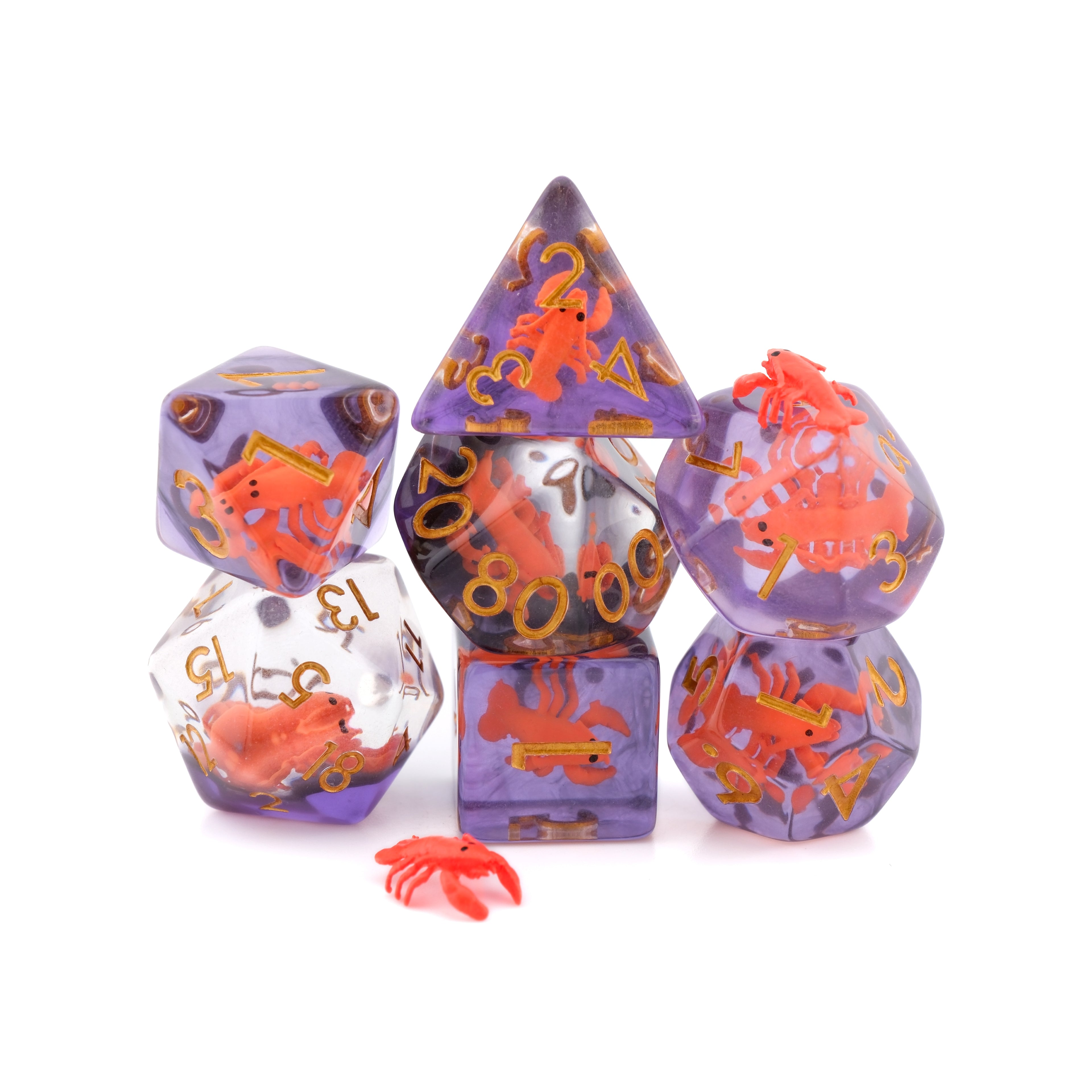 Lobster Resin DnD Dice Set: 7-Piece Crustacean RPG Dice