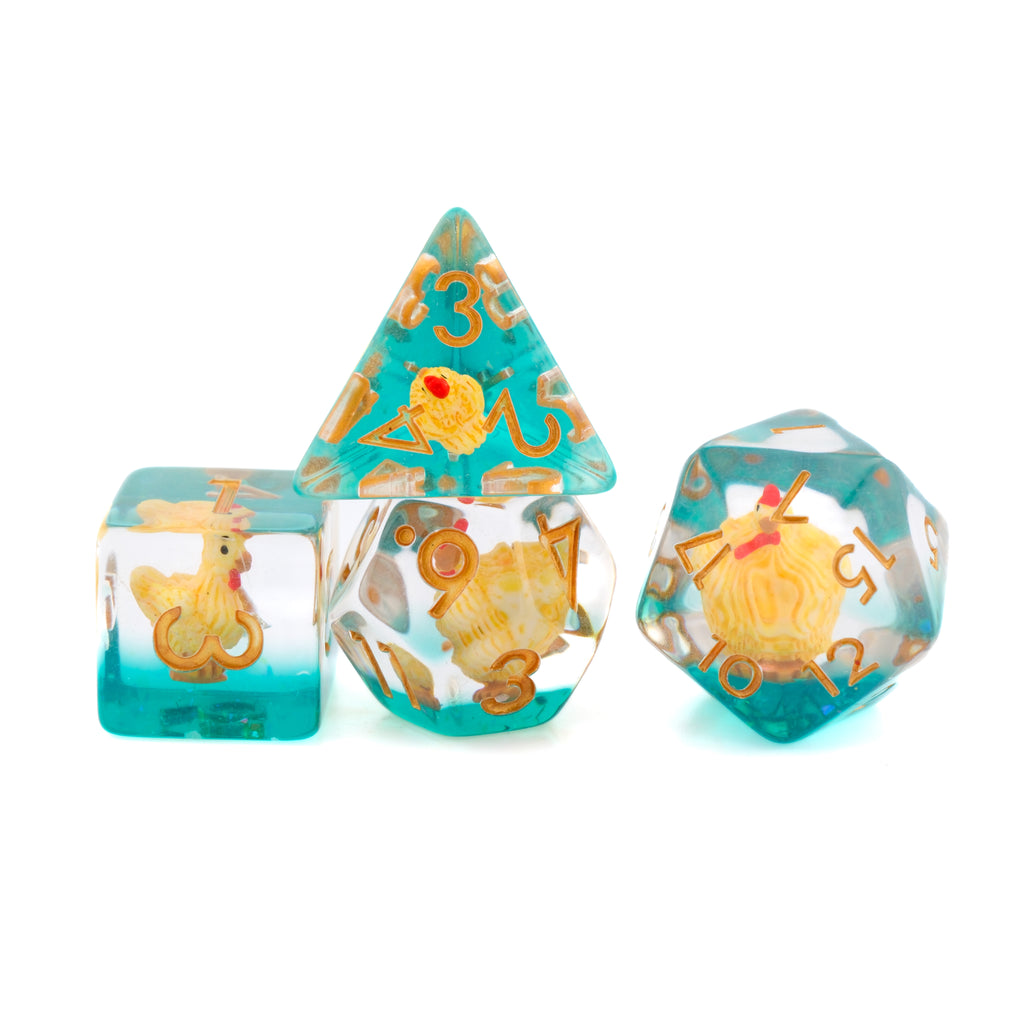 Chicken DnD Dice Set: 7-Piece Resin RPG Dice