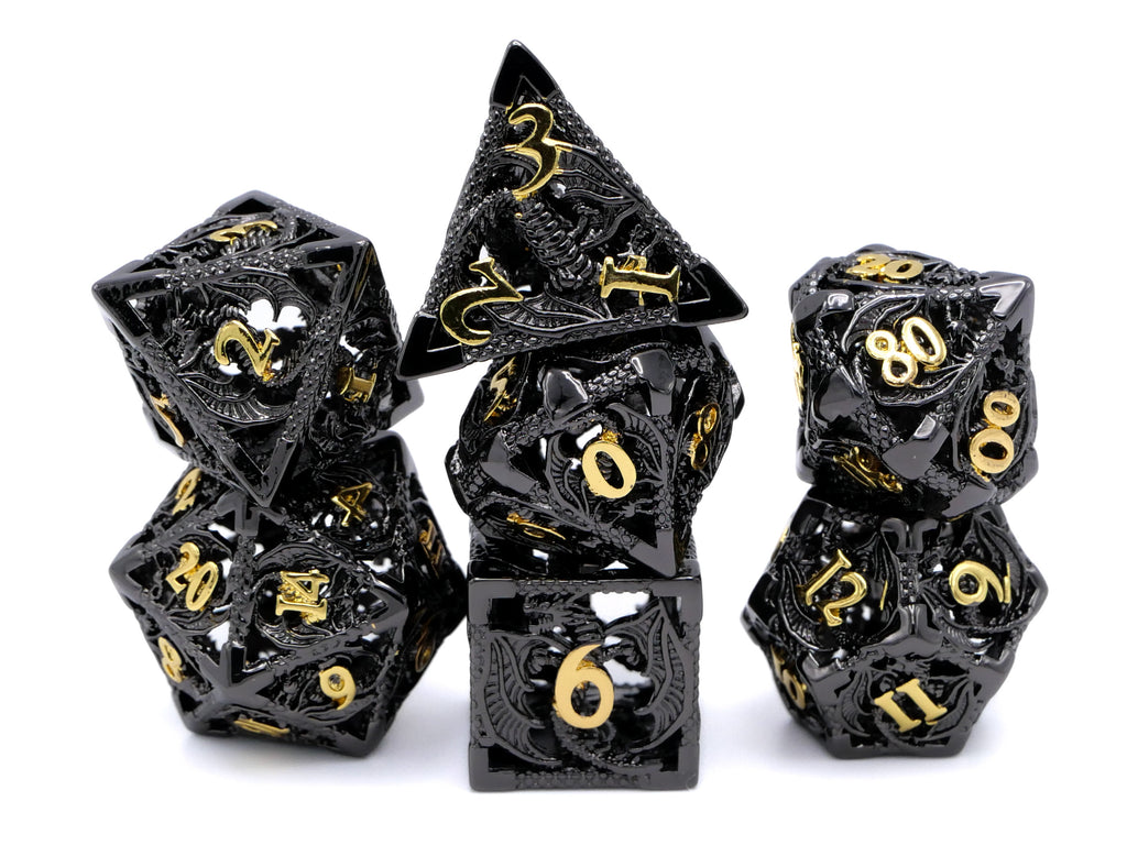 Dragon Hollow Metal DnD Dice Set: 7 Pieve Wyvern RPG Dice