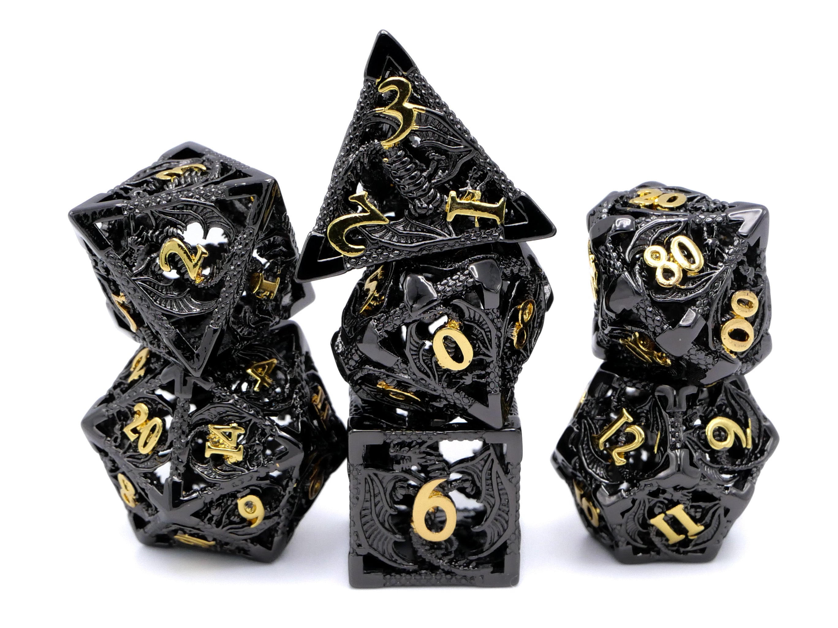 Dragon Hollow Metal DnD Dice Set: 7 Pieve Wyvern RPG Dice