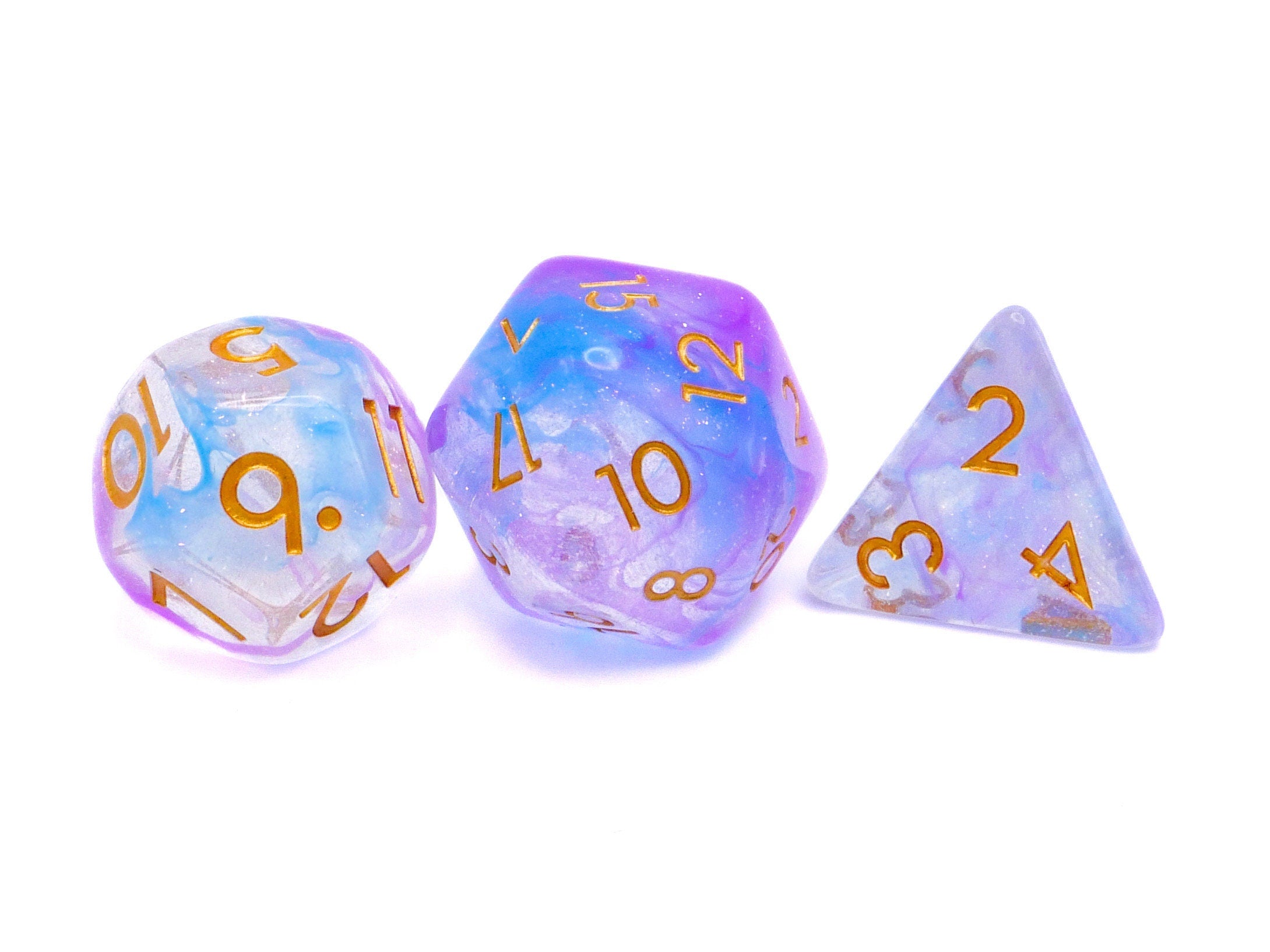 Spotlight Vortex Resin DnD Dice Set: 7 Piece Glitter RPG Dice