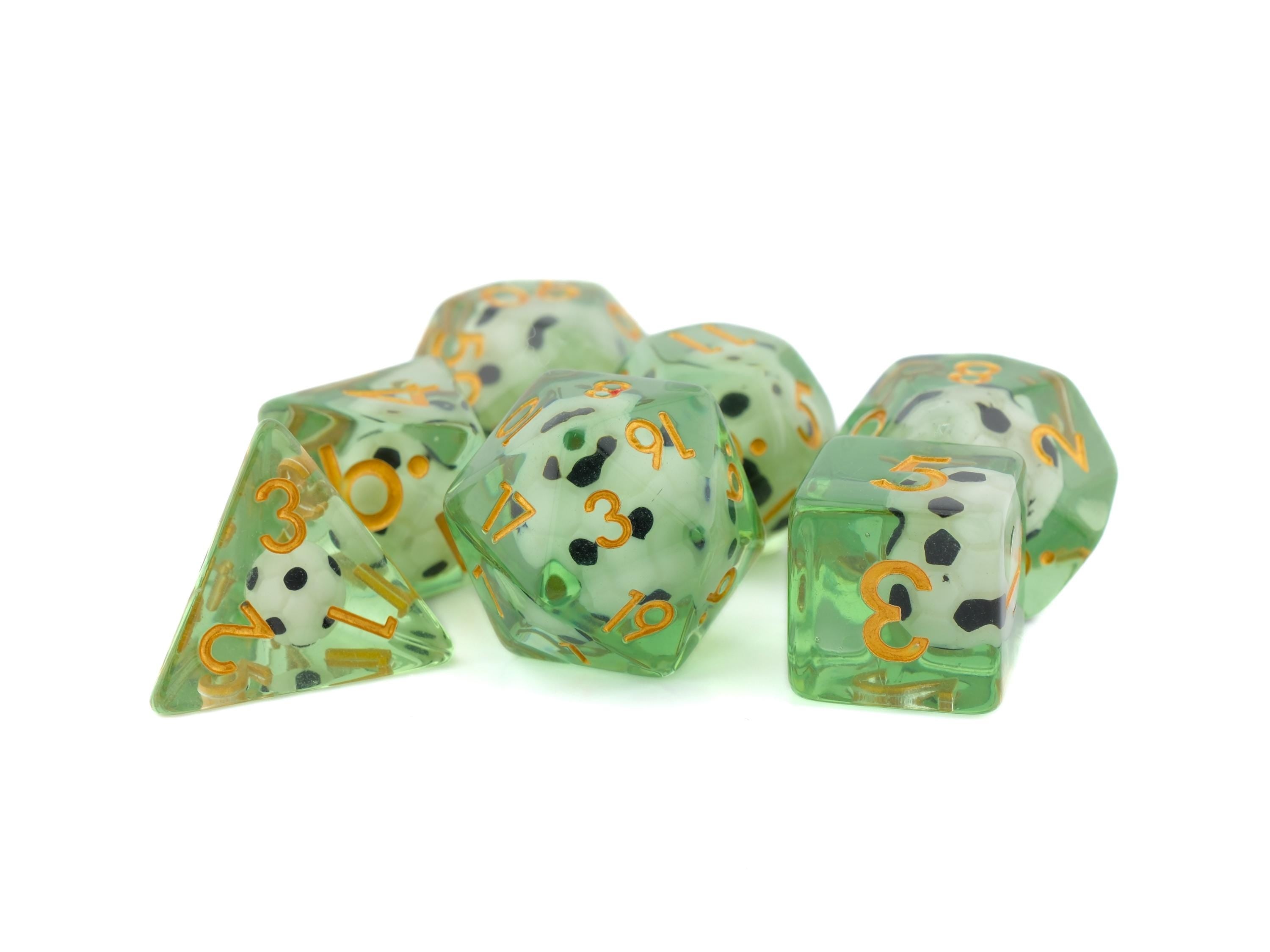 Soccer Ball Resin DnD Dice Set: 7 Piece Sport Themed RPG Dice
