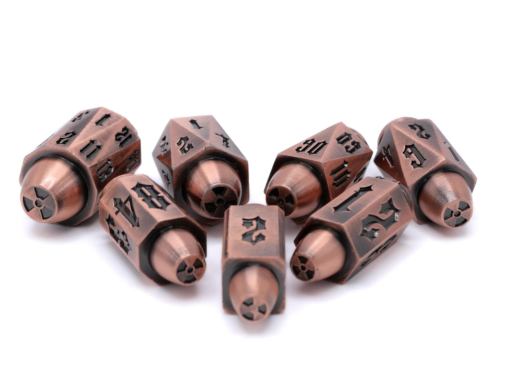 Bullet Metal DnD Dice Set | 7 Piece RPG Dice Set | Ammo Dice | Dungeons & Dragons | Weapon Ammo | Tabletop RPG | Nerdy Gamer Gift