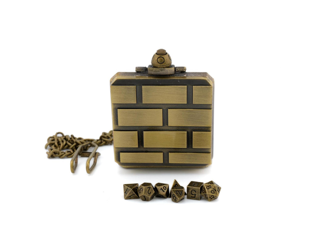 Question Block Mini DnD Dice Set: 7 Piece Metal Locket RPG Dice