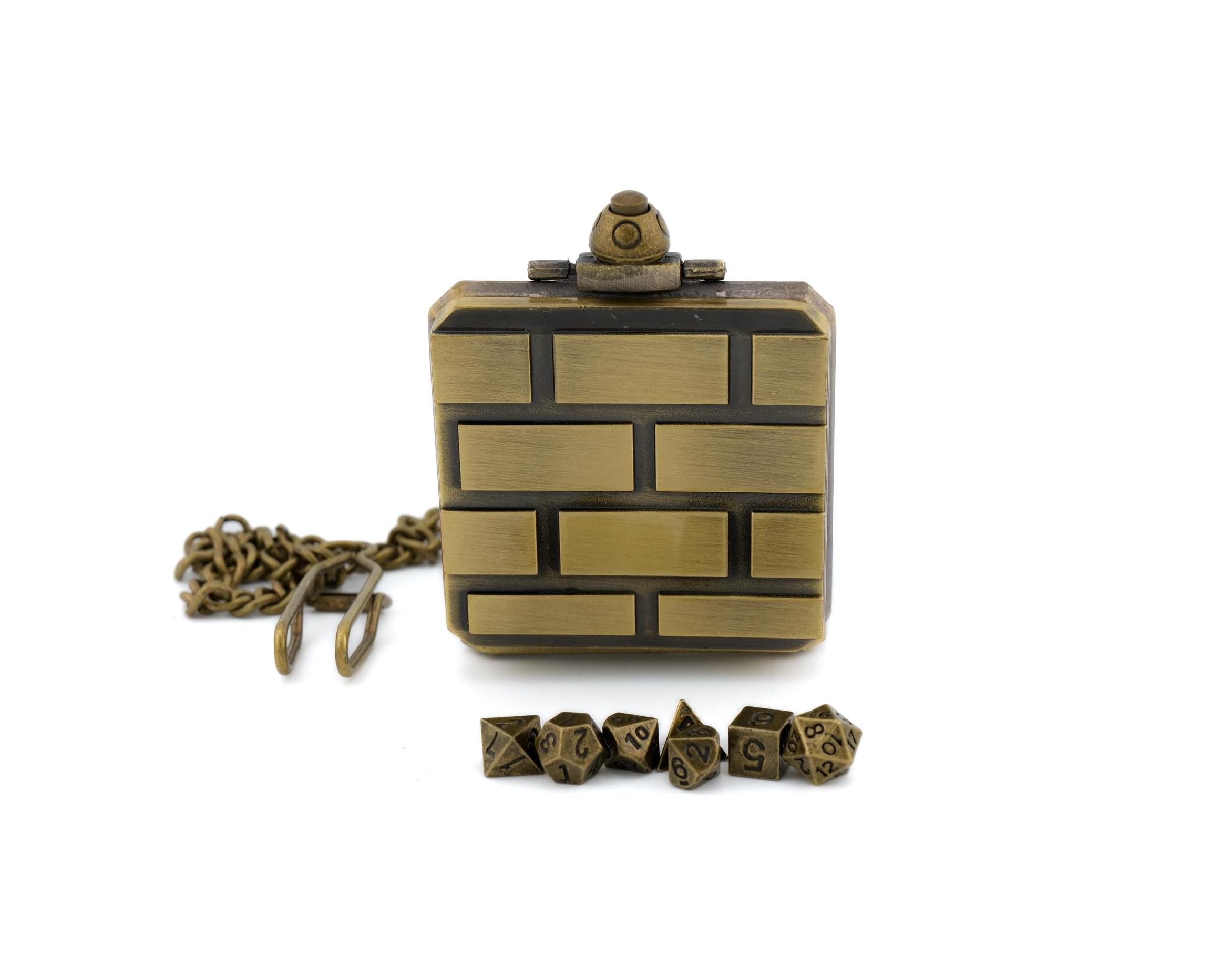 Question Block Mini DnD Dice Set: 7 Piece Metal Locket RPG Dice