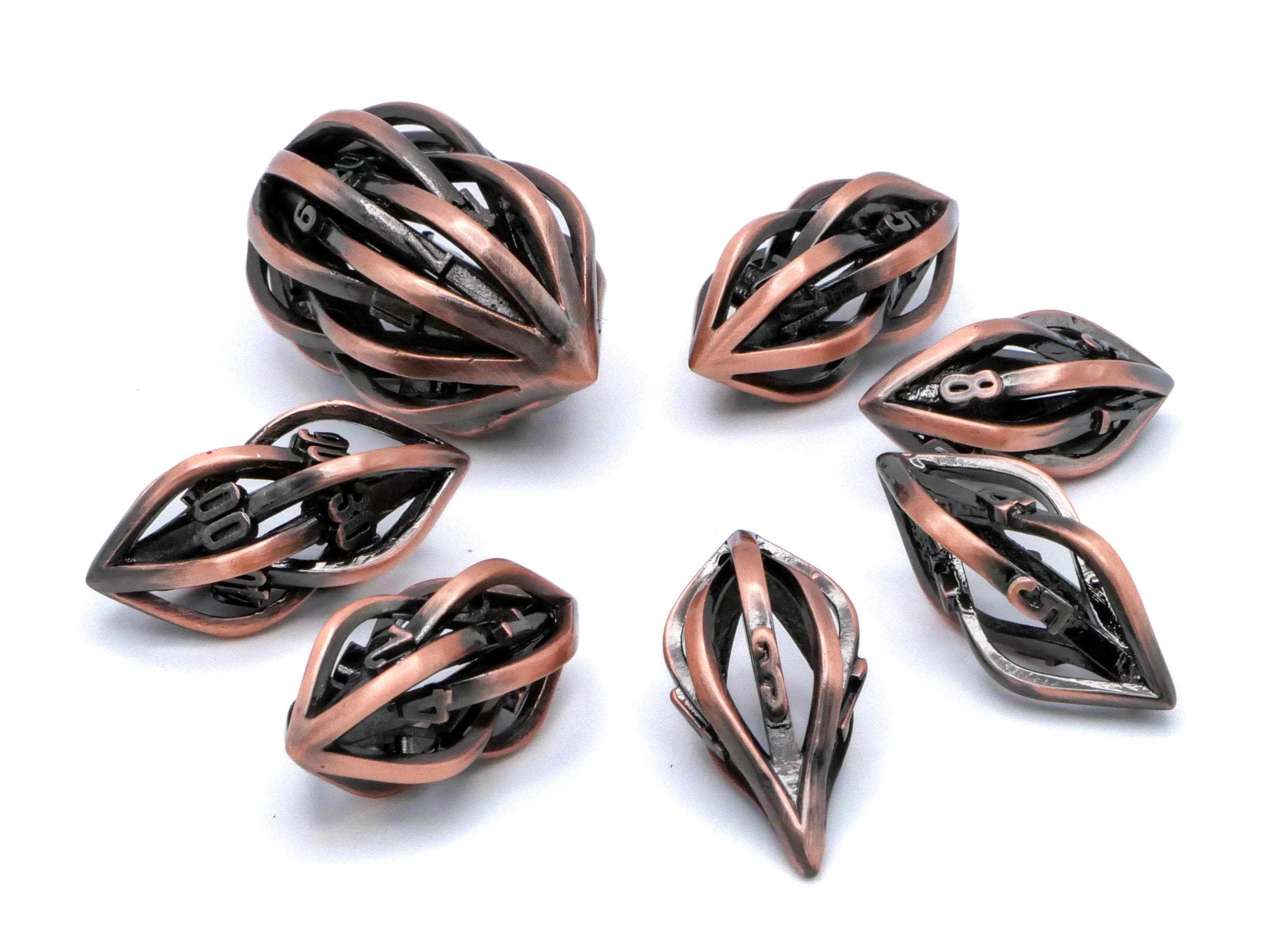 Arcanum Metal DnD Dice Set: Carved Hollow RPG Dice