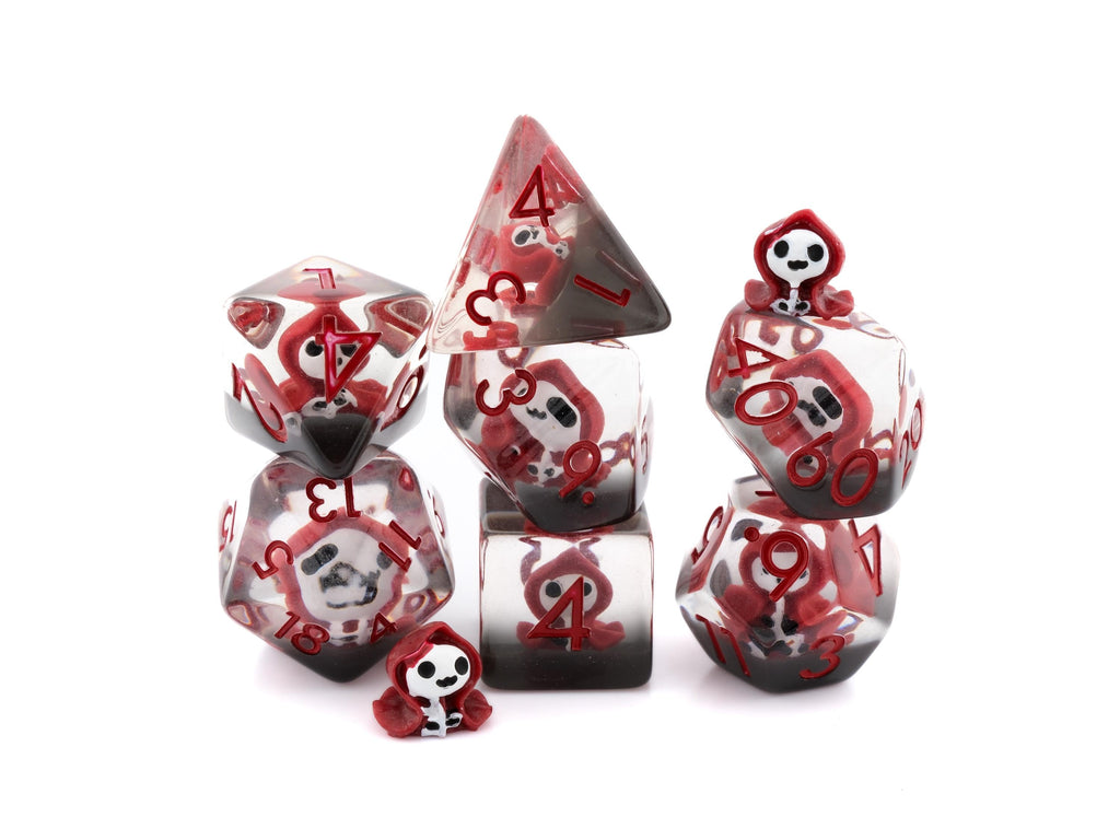 Grim Reaper DnD Dice Set | 7 Piece RPG Dice | Ghost Blood Dice | Spirit Dice | Dungeons & Dragons | Supernatural Dice | Tabletop RPG Gift