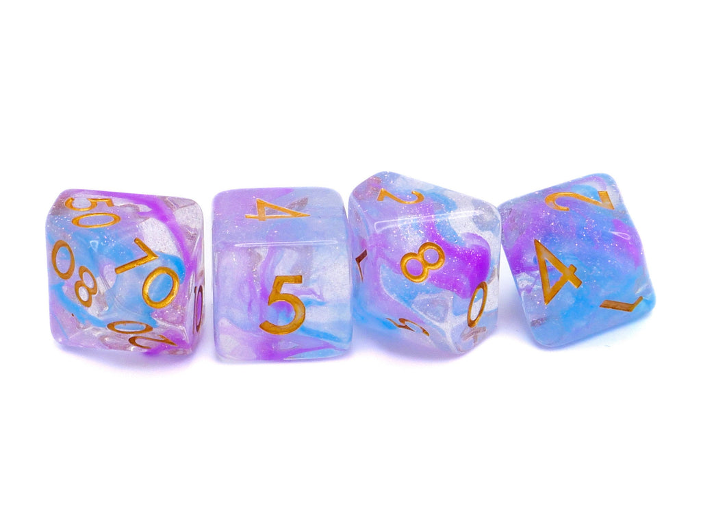 Spotlight Vortex Resin DnD Dice Set: 7 Piece Glitter RPG Dice