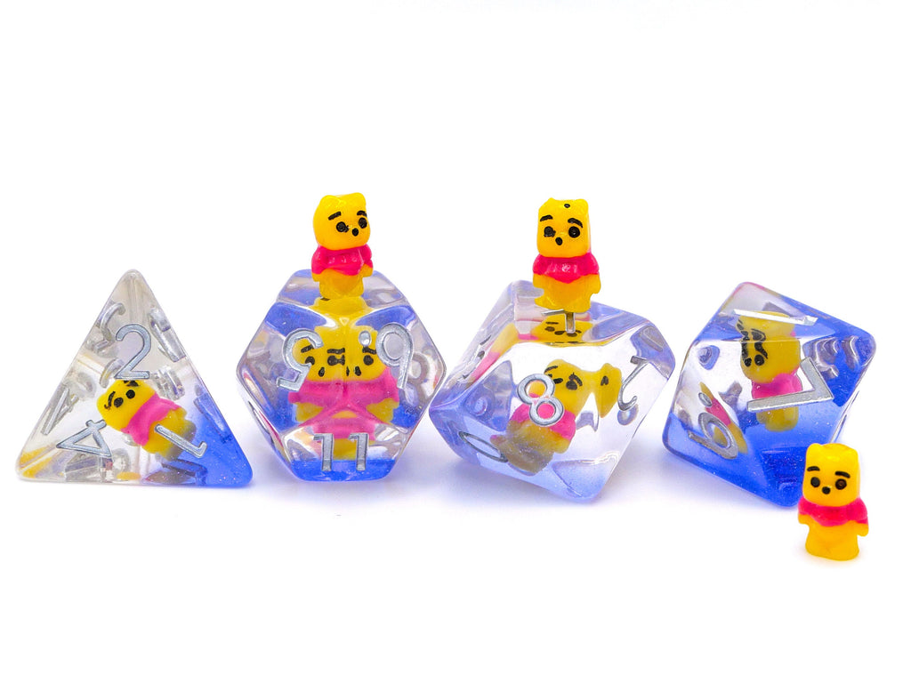 Winnie the Pooh Bear DnD Dice Set: 7 Piece Resin RPG Dice