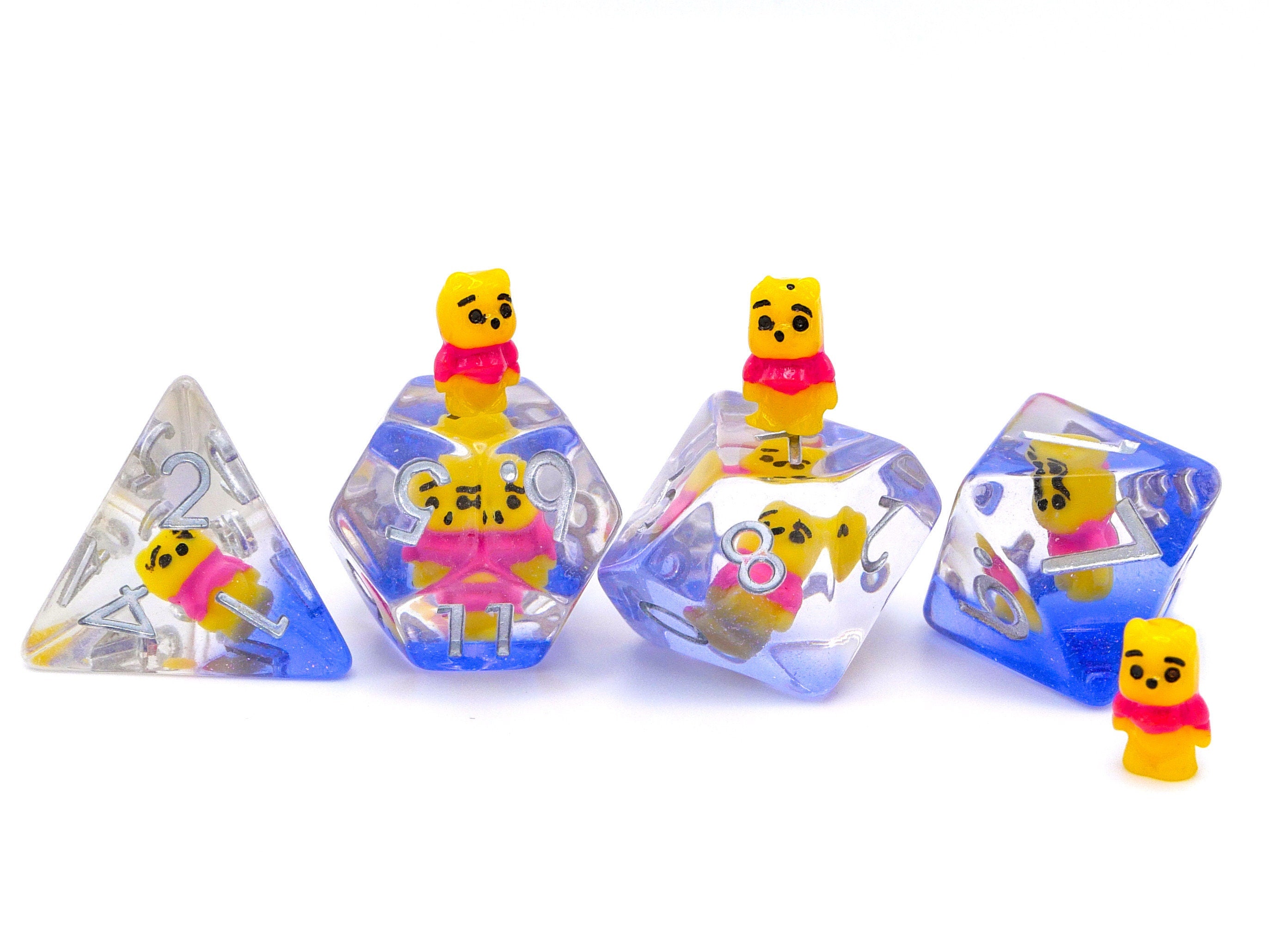 Winnie the Pooh Bear DnD Dice Set: 7 Piece Resin RPG Dice