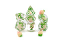 Peach Resin DnD Dice Set: 7-Piece Pink Fruit RPG Dice