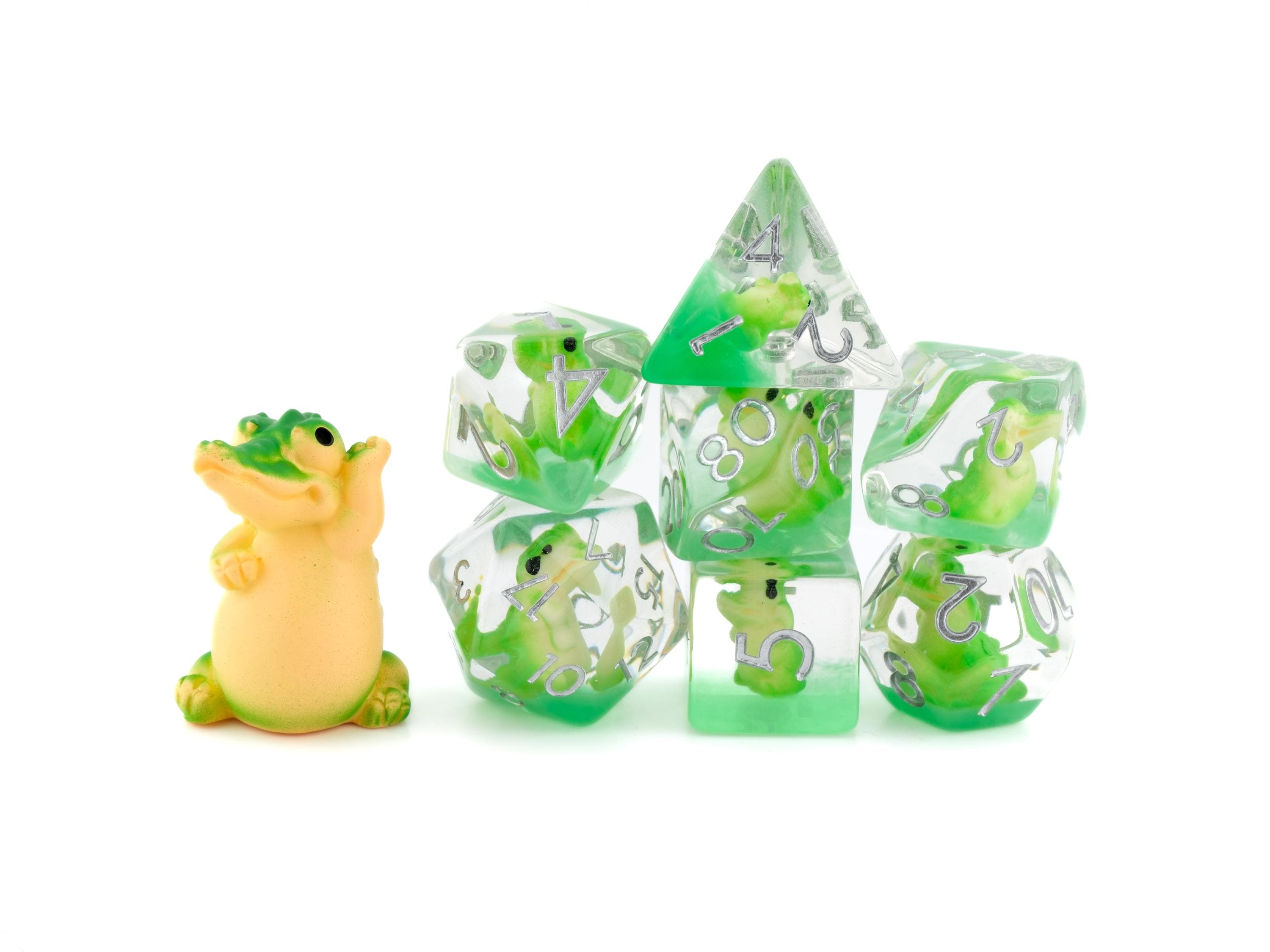 Crocodile DnD Dice Set: 7-Piece Resin RPG Dice for Dungeons & Dragons