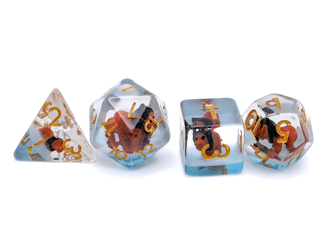 Lion Resin DnD Dice Set: 7 Piece Wild Feline RPG Dice