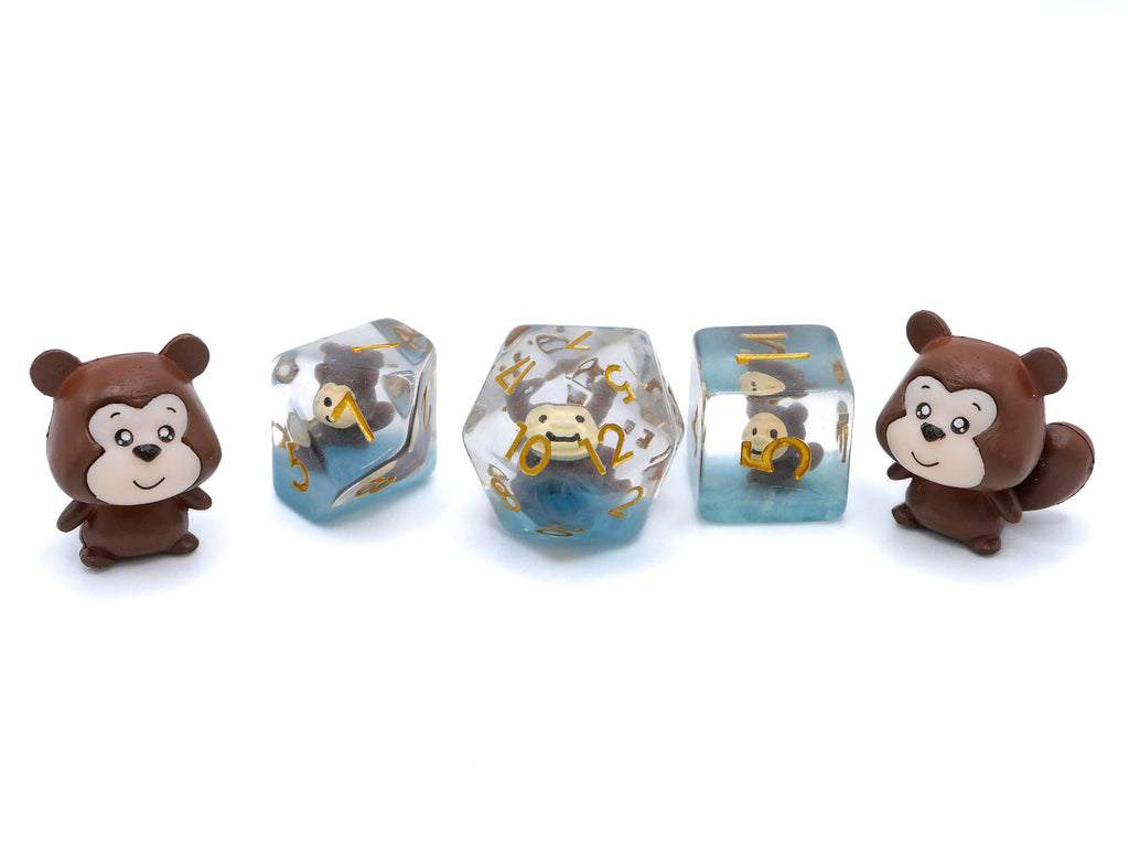 Monkey DnD Dice Set: 7-Piece Resin RPG Dice