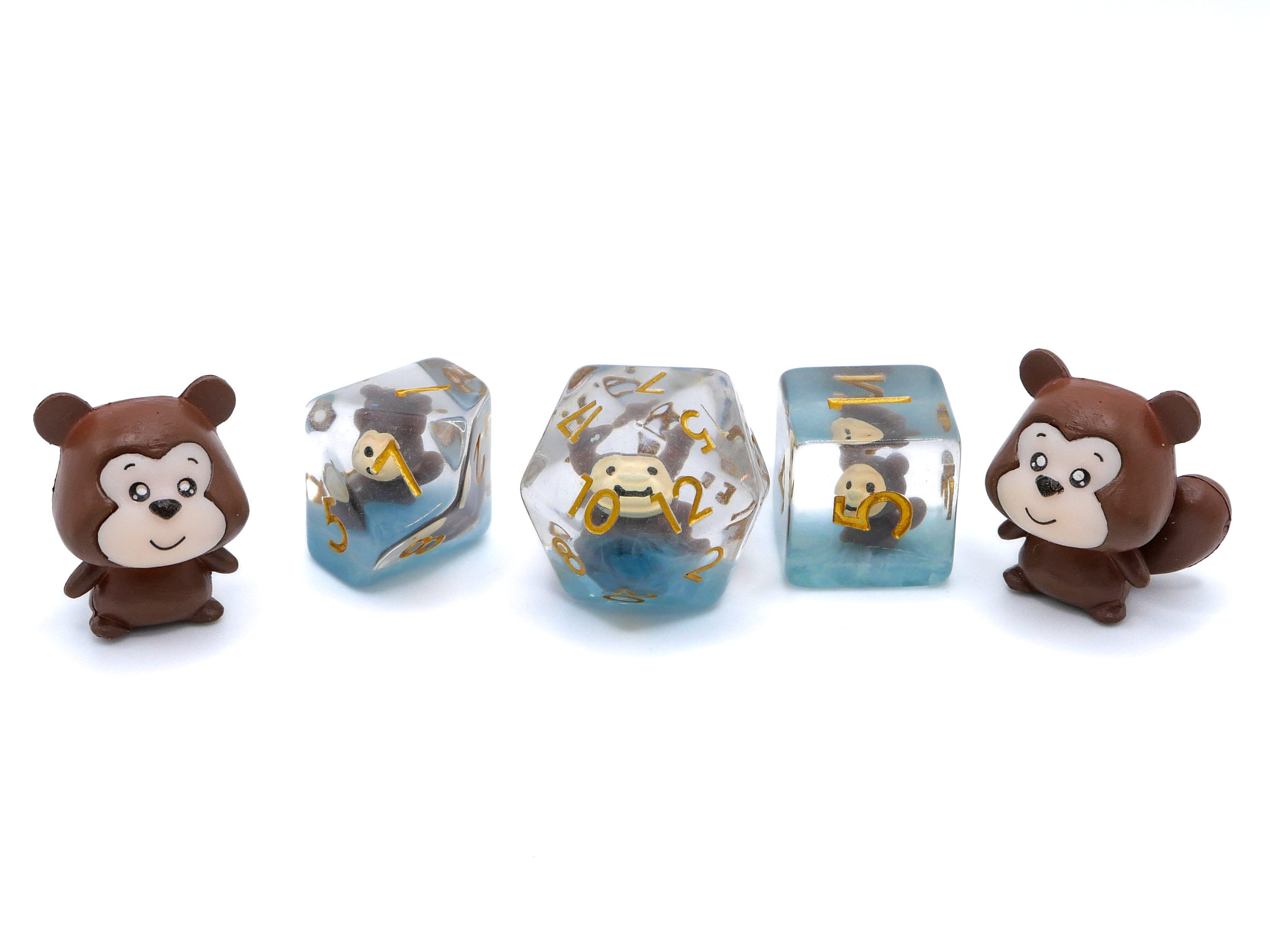 Monkey DnD Dice Set: 7-Piece Resin RPG Dice