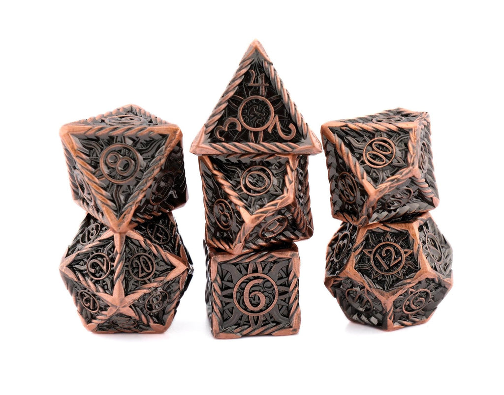 Sun Metal DnD Dice Set: 7-Piece Colorful RPG Dice for Dungeons and Dragons