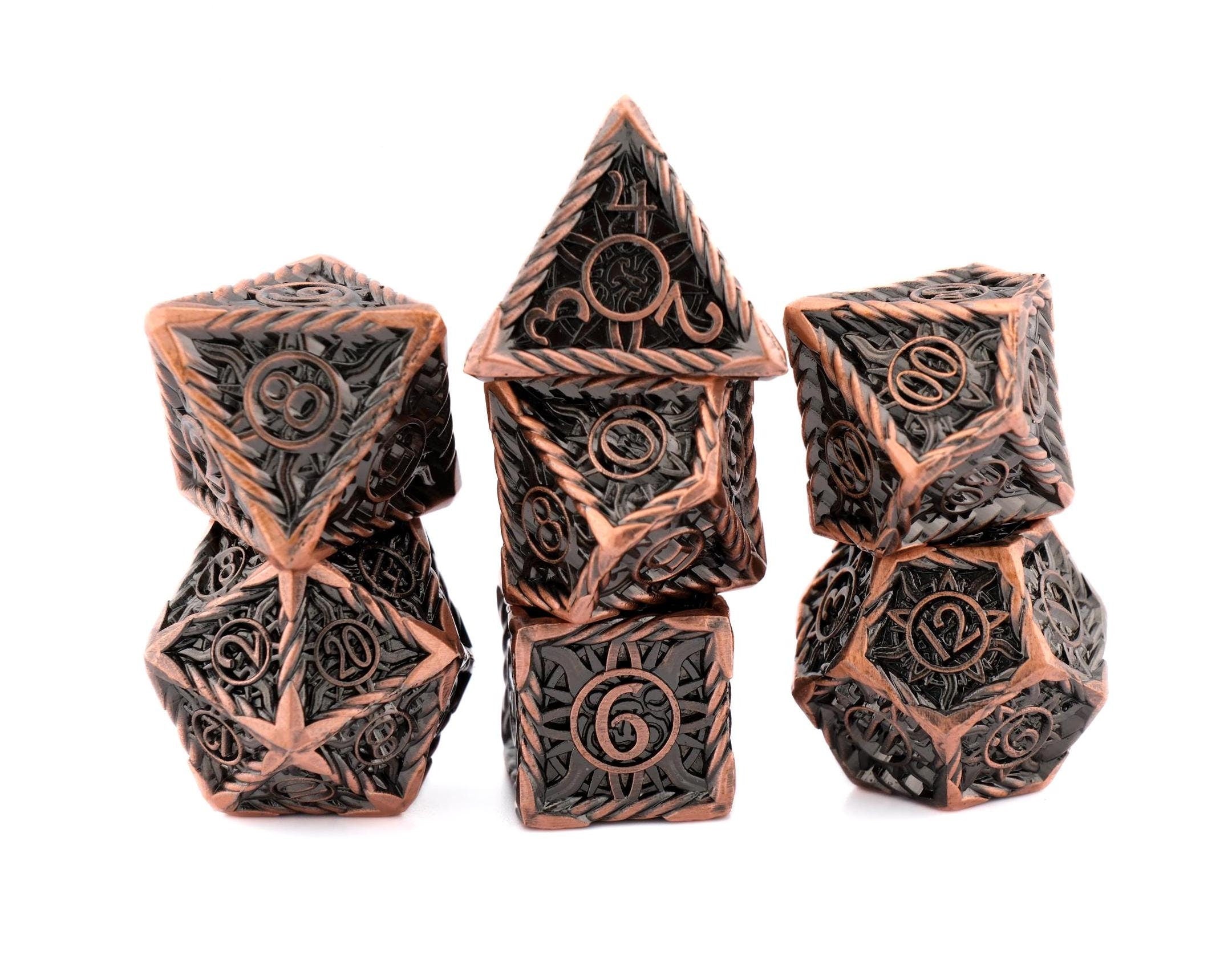 Sun Metal DnD Dice Set: 7-Piece Colorful RPG Dice for Dungeons and Dragons