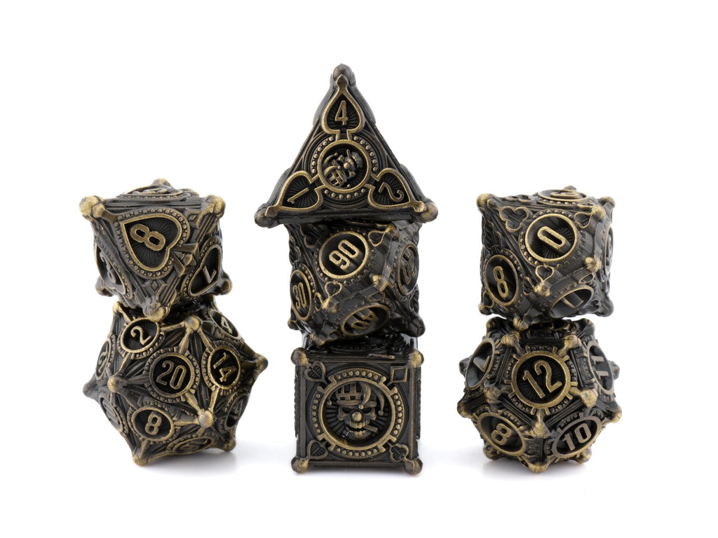 Joker Metal DnD Dice Set: Skull Clown, Playing Card RPG Dice