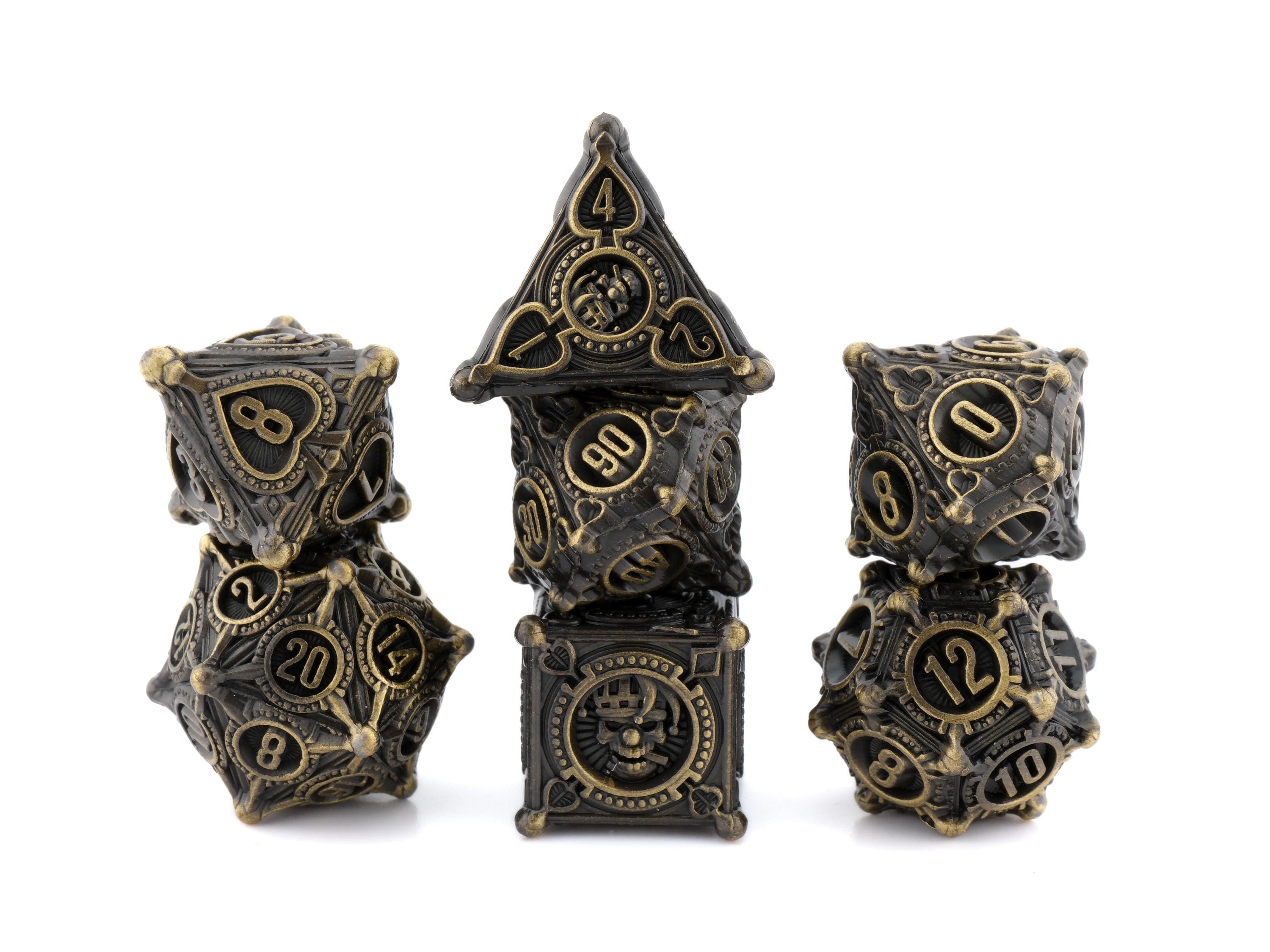 Joker Metal DnD Dice Set: Skull Clown, Playing Card RPG Dice