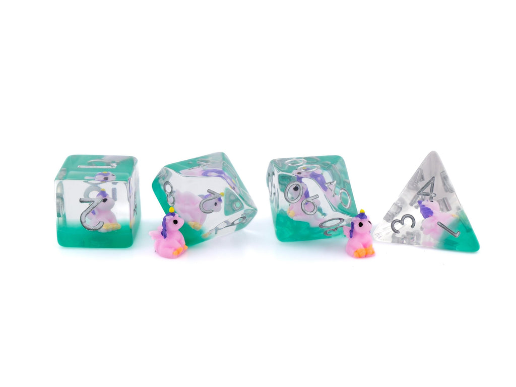 Unicorn Resin DnD Dice Set: 7-Piece RPG Dice