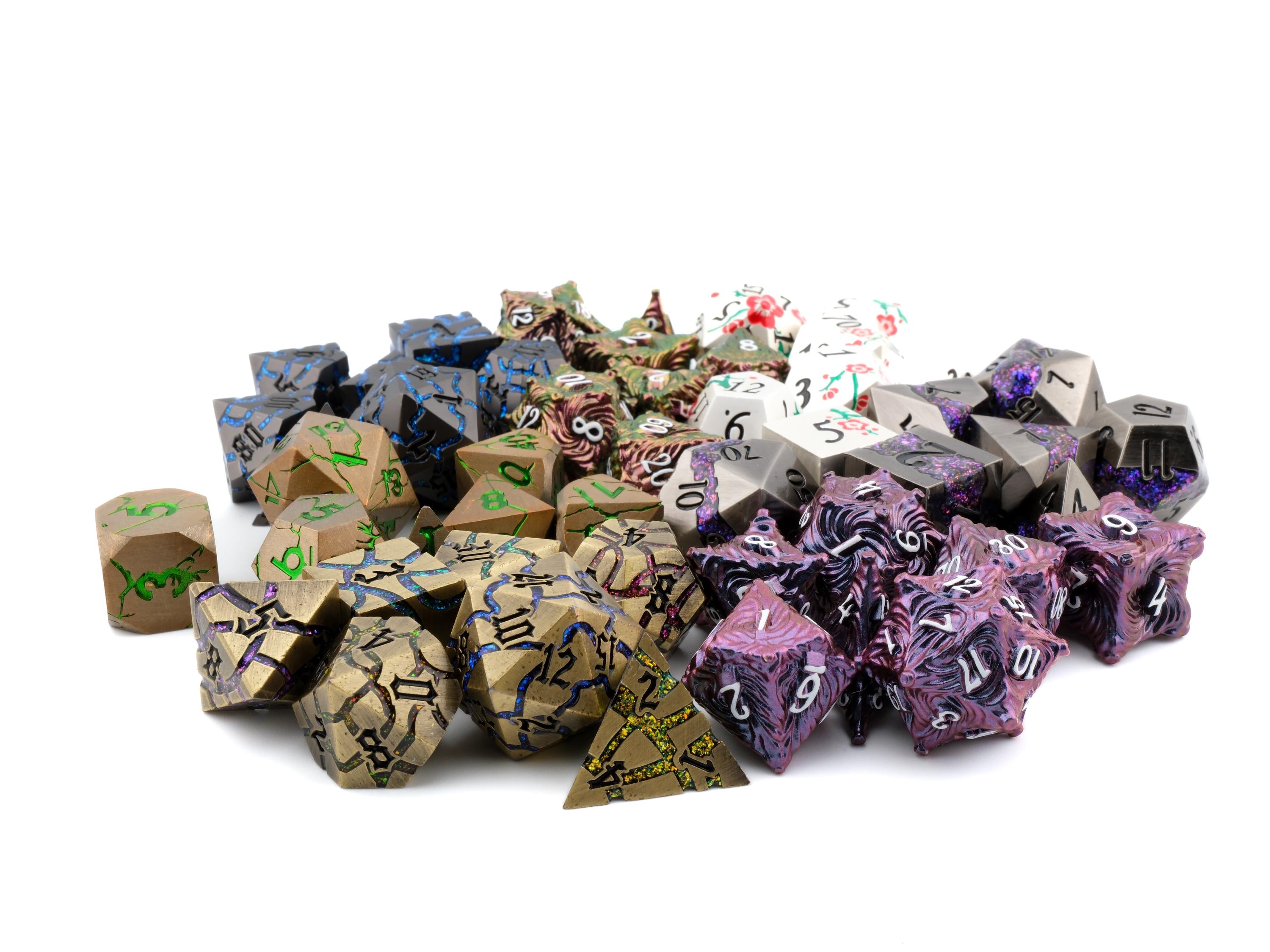 Mystery DnD Dice Set: Resin, Metal, Silicone, 7 Piece, Large D20 RPG Dice