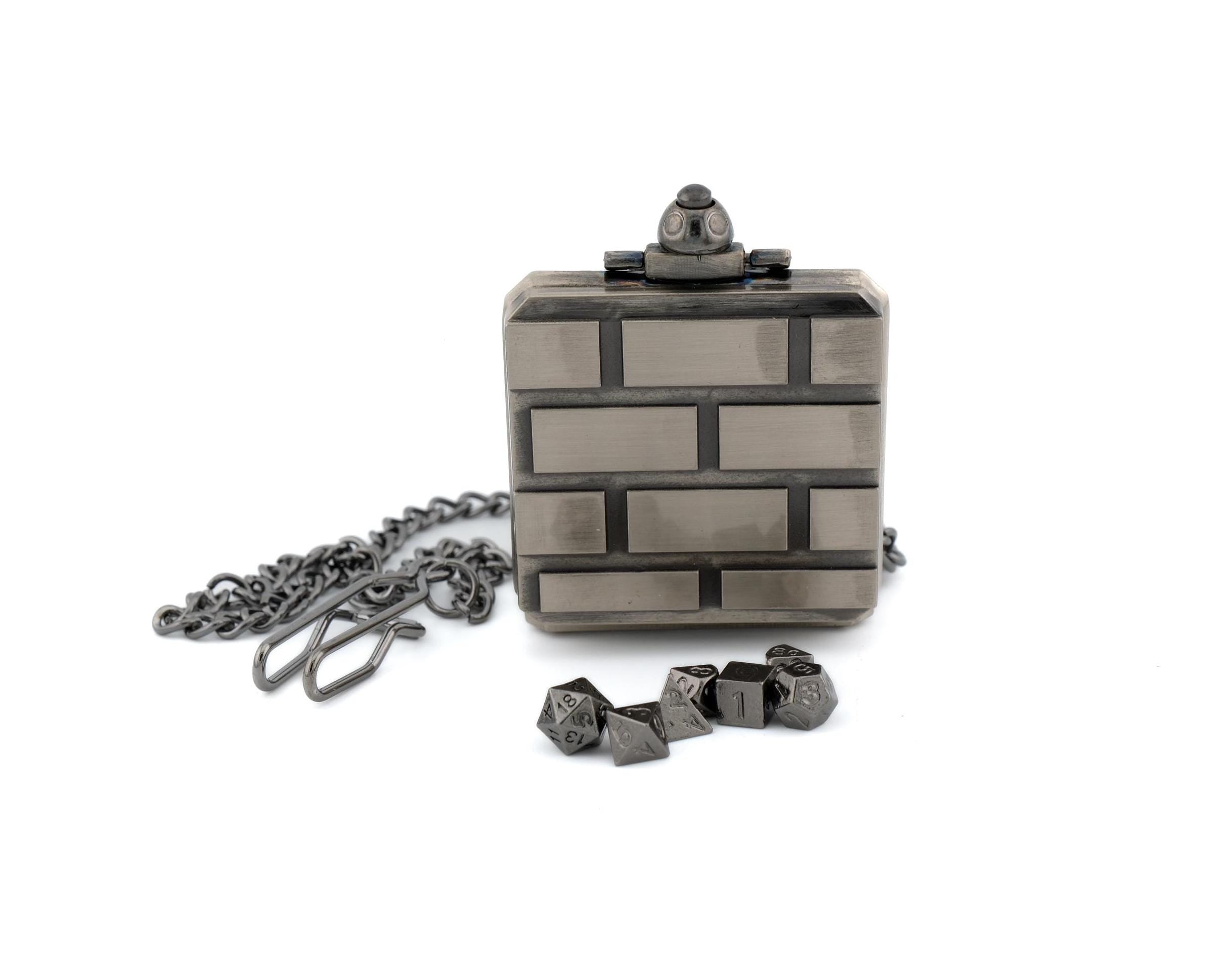 Question Block Mini DnD Dice Set: 7 Piece Metal Locket RPG Dice