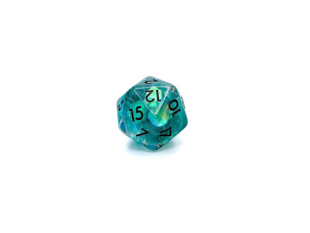 Teal Iceberg DnD Dice Set: 7 Piece Glitter Resin RPG Dice