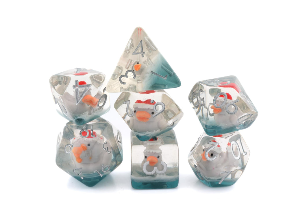 Rubber Duck Resin DnD Dice Set: 7-Piece Bird RPG Dice