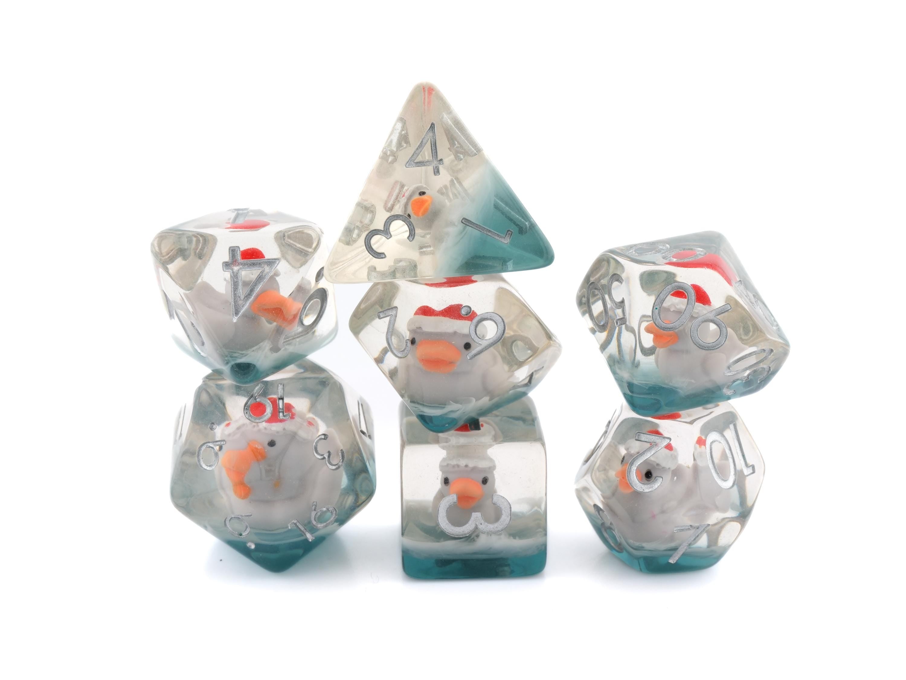 Rubber Duck Resin DnD Dice Set: 7-Piece Bird RPG Dice