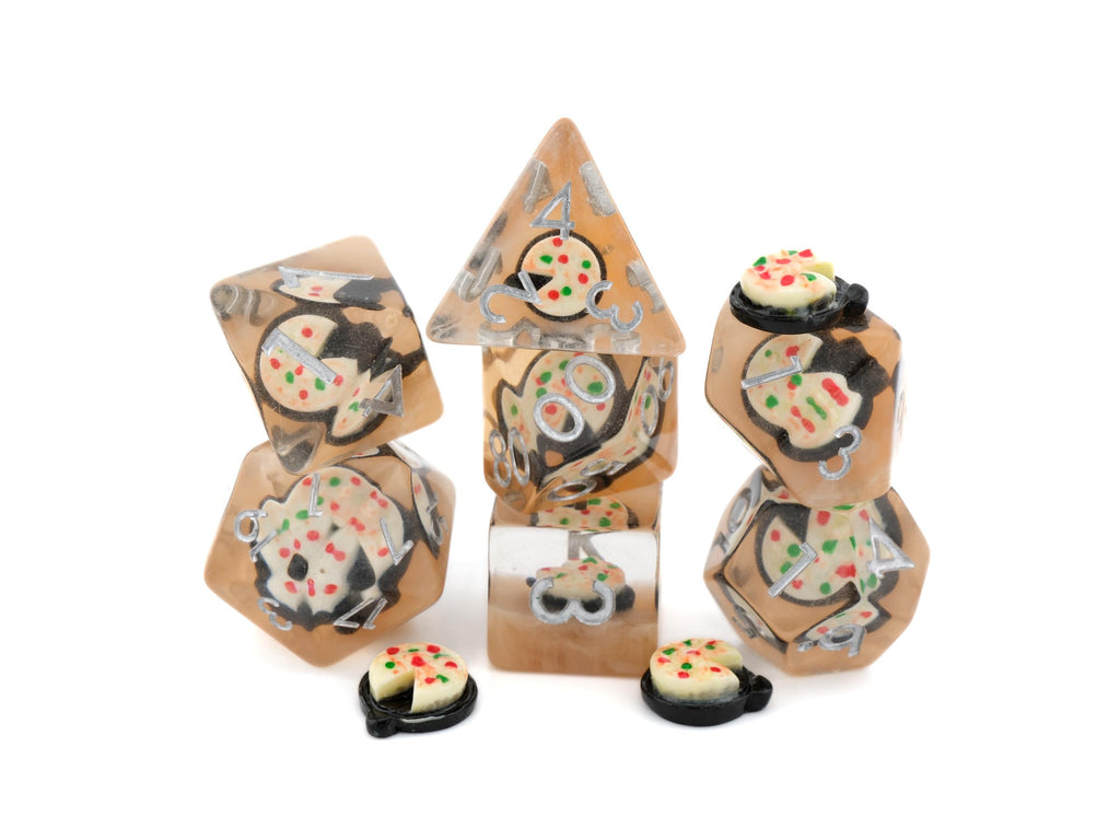 Pizza Resin DnD Dice Set: 7-Piece RPG Dice for Dungeons and Dragons