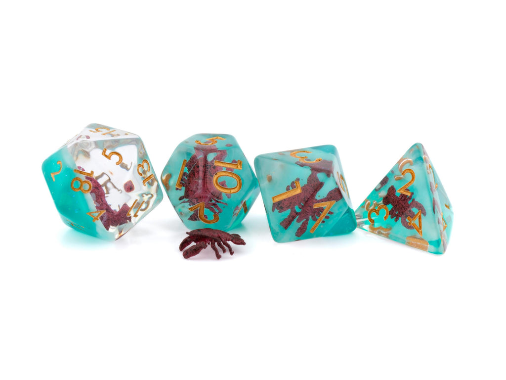 Lobster Resin DnD Dice Set: 7-Piece Crustacean RPG Dice