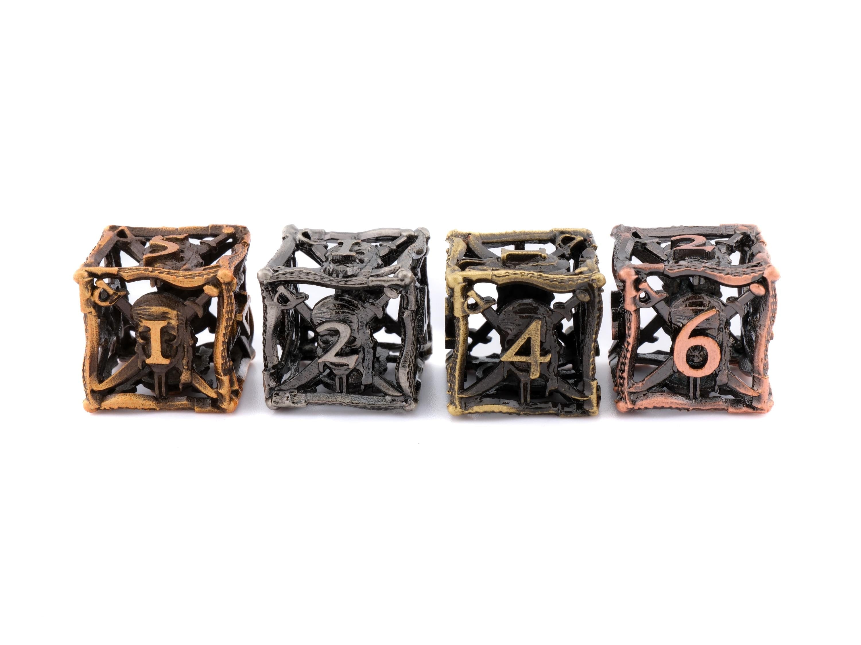 Pirate Hollow Metal DnD Dice Set: 7 Piece Swashbuckler Swords RPG Dice