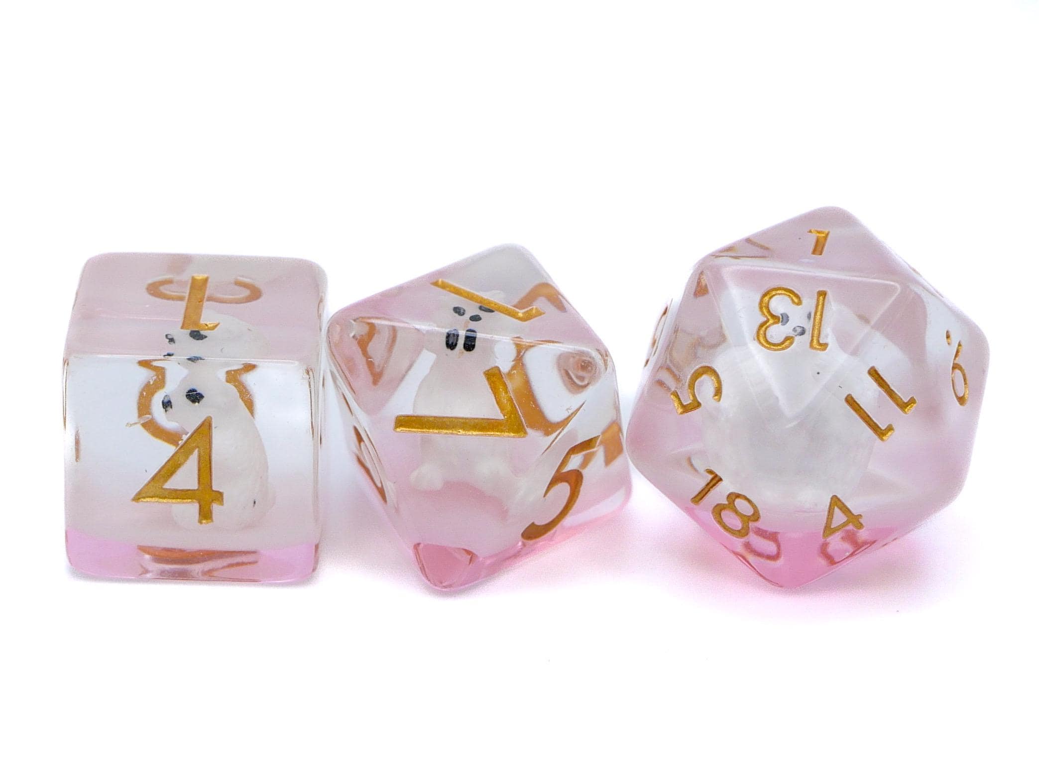 Polar Bear Resin DnD Dice Set: 7 Piece Arctic RPG Dice