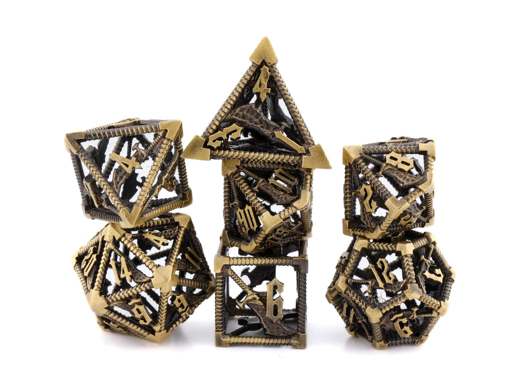 Blades Of Chaos Hollow Metal DnD Dice Set: 7 Piece God Of War RPG Dice