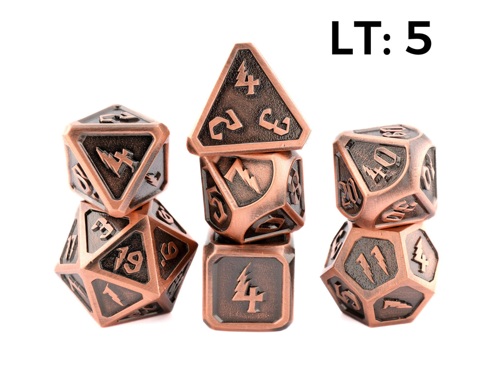Lightning Metal DnD Dice Set: 7-Piece Heavy RPG Dice