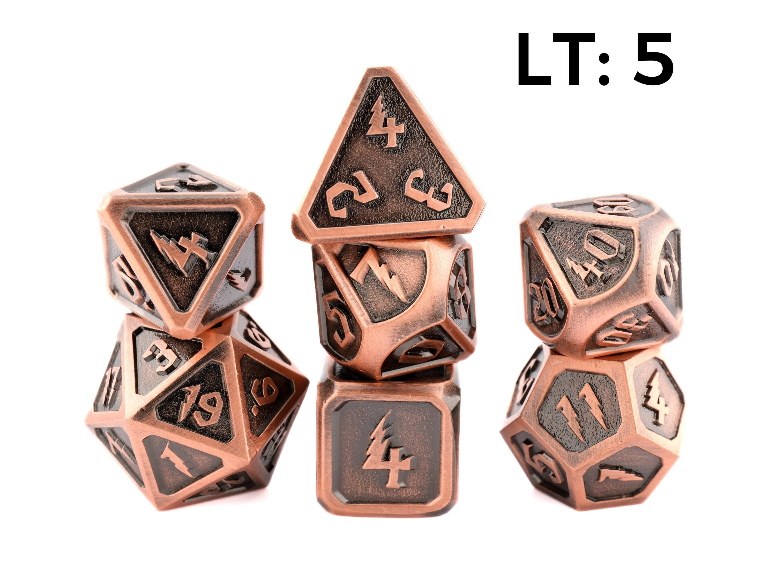 Lightning Metal DnD Dice Set: 7-Piece Heavy RPG Dice