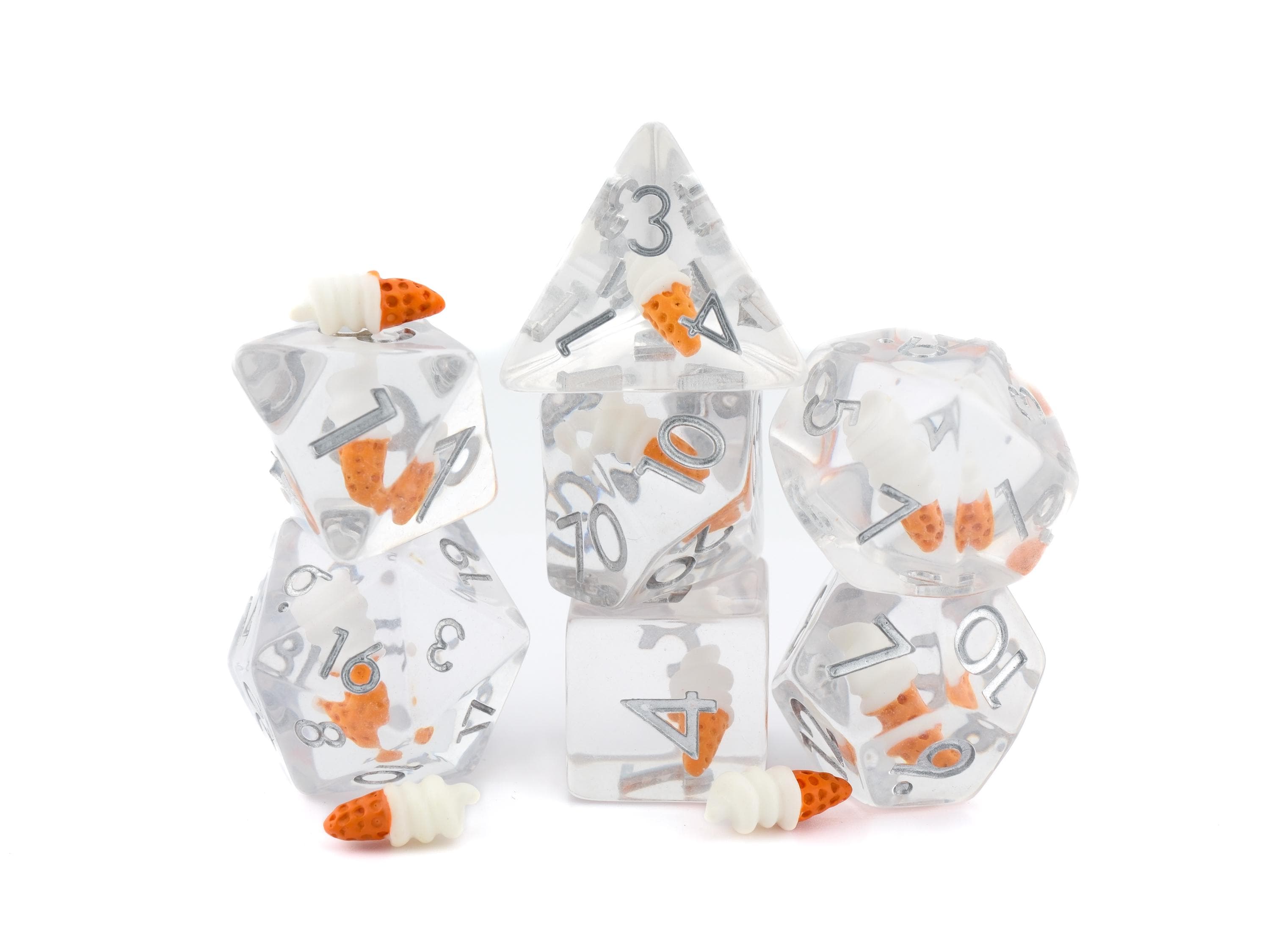 Ice Cream Resin DnD Dice Set: 7 Piece Dessert RPG Dice