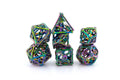 Graveyard Bones Metal Hollow DnD Dice Set: 7 Piece Skeletal Themed RPG Dice