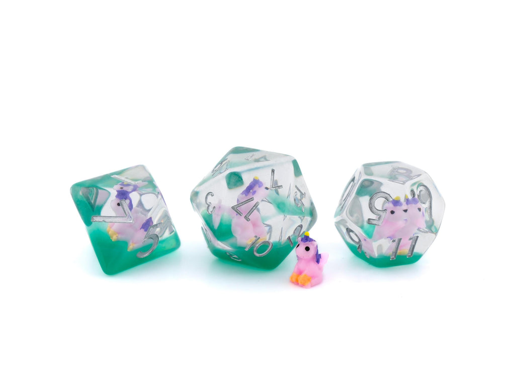 Unicorn Resin DnD Dice Set: 7-Piece RPG Dice