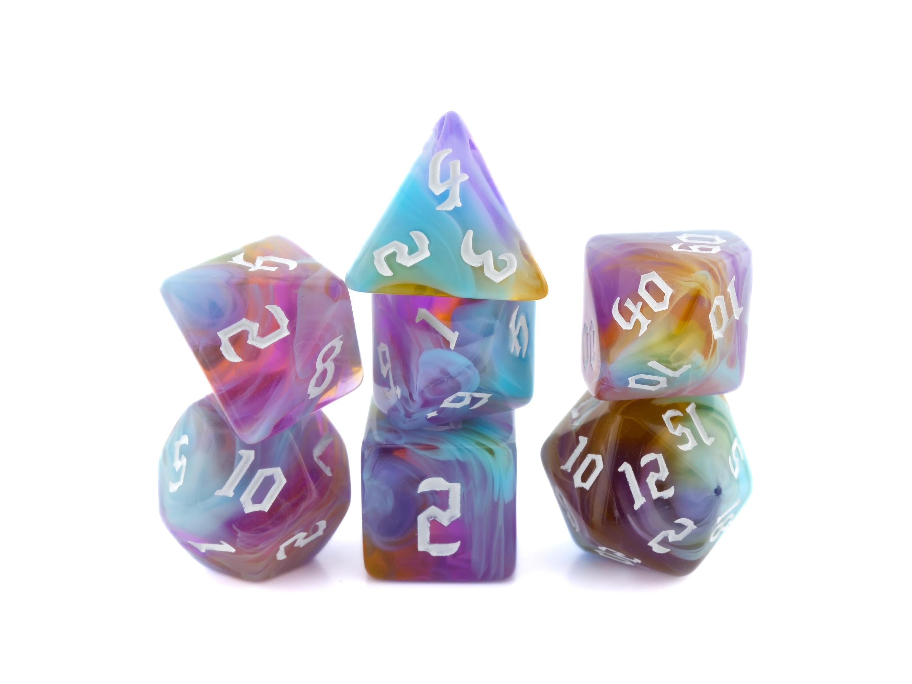 Ethereal Blaze Acrylic DnD Dice Set: 7 Piece RPG Dice