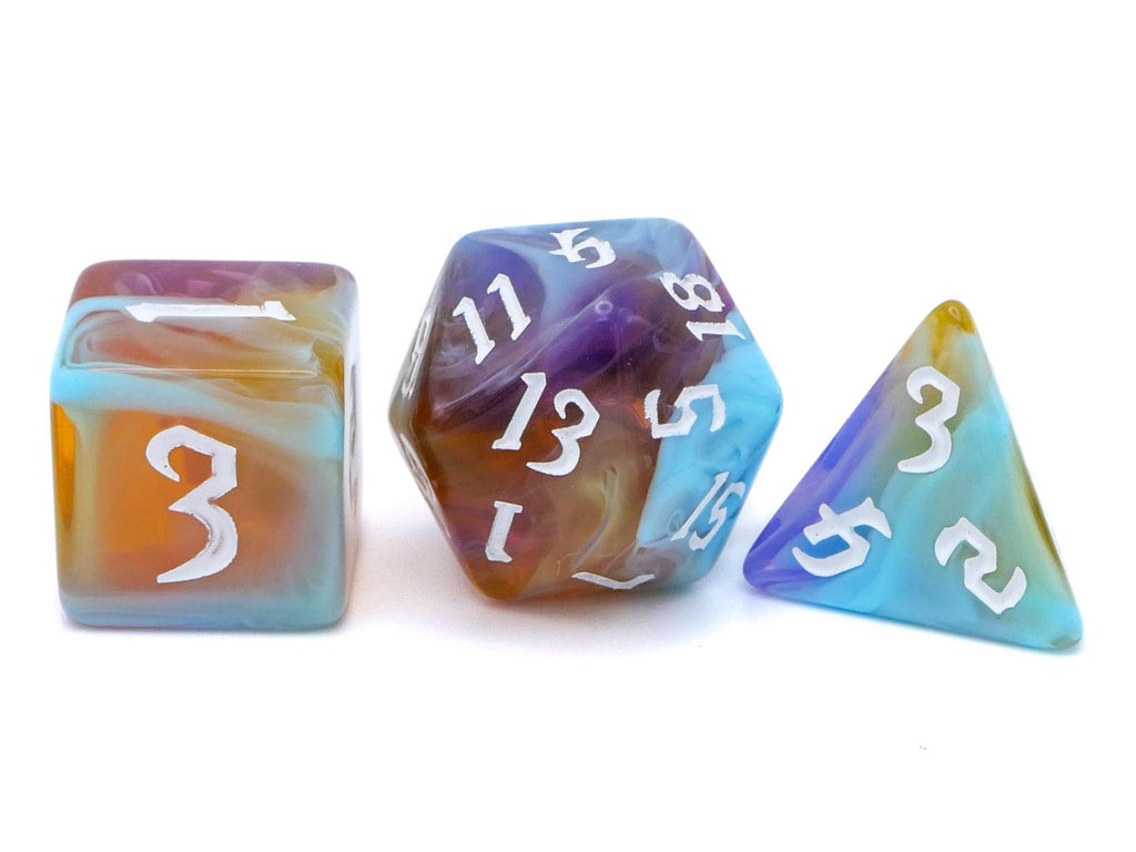 Ethereal Blaze Acrylic DnD Dice Set: 7 Piece RPG Dice