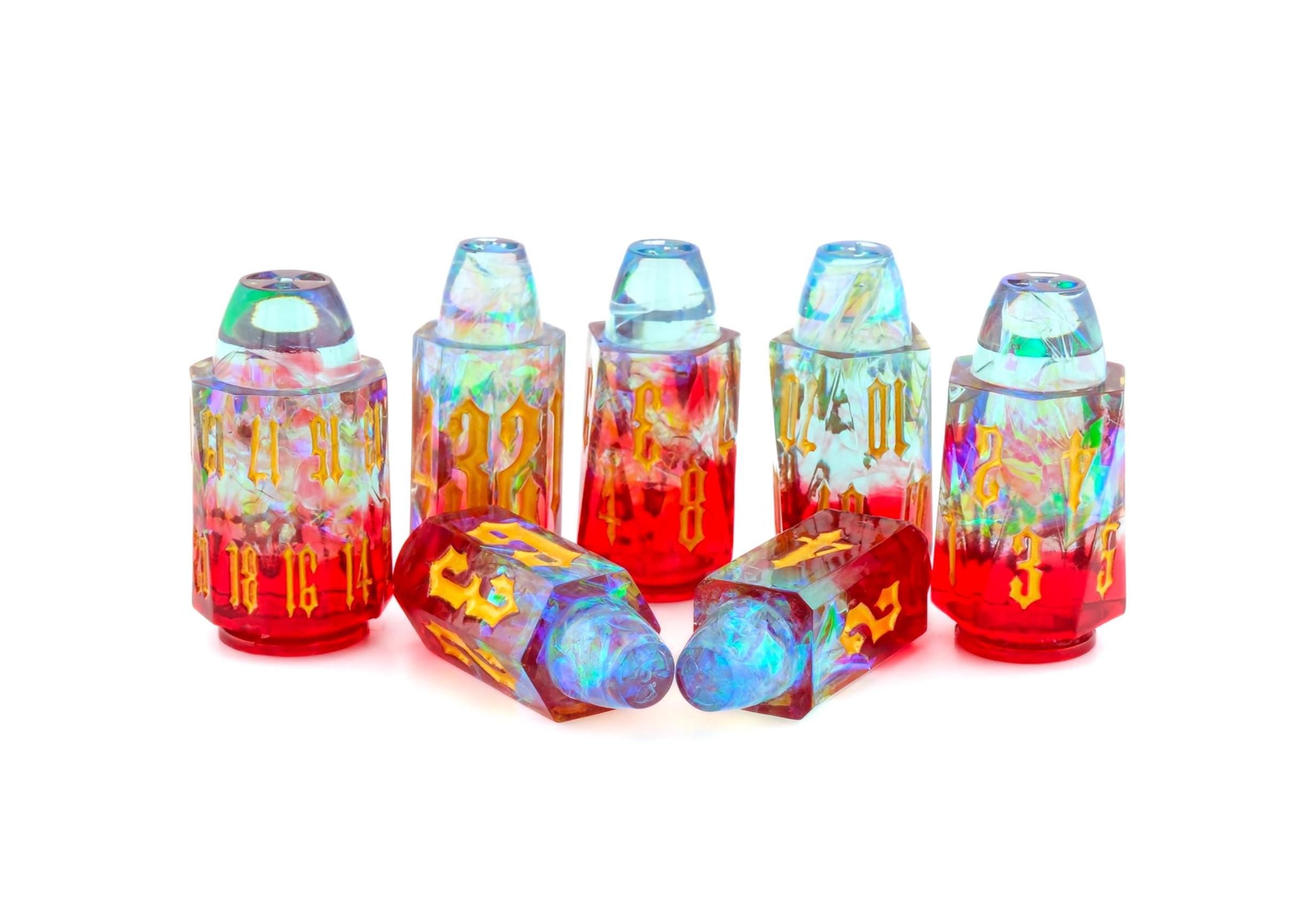Magician Bullet Dnd Dice | Resin RPG Dice Set | Cosmic Revolver Ammo | Colorful Bullet Dice | Dungeons & Dragons | Tabletop RPG | Nerdy Gift