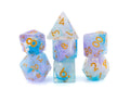 Witches Brew Resin DnD Dice Set: 7 Piece Glitter, Gold Numbers RPG Dice