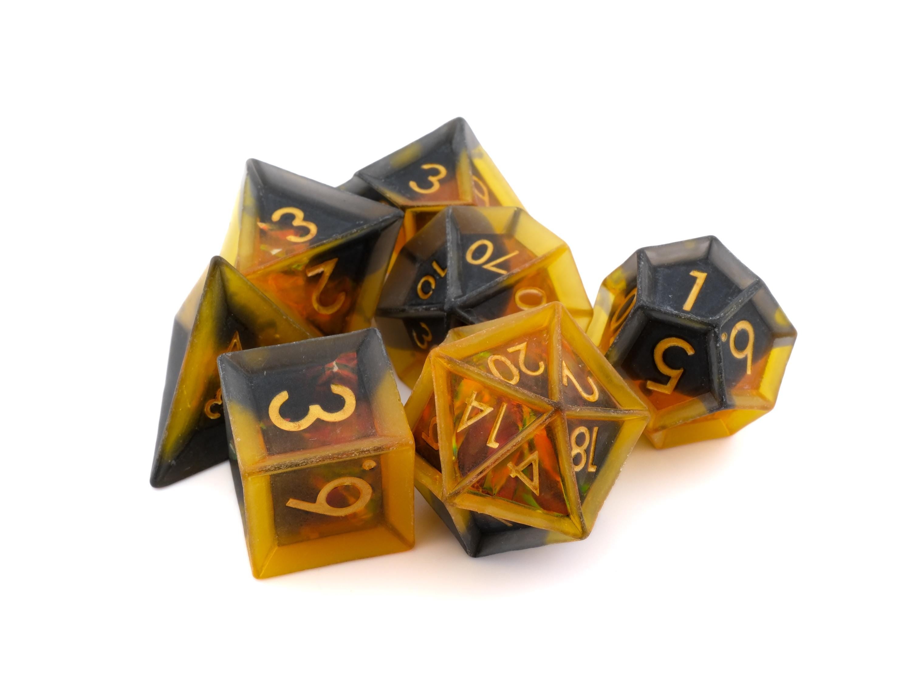 Glacier Resin Sharp Edge DnD Dice Set: 7 Piece Translucent RPG Dice