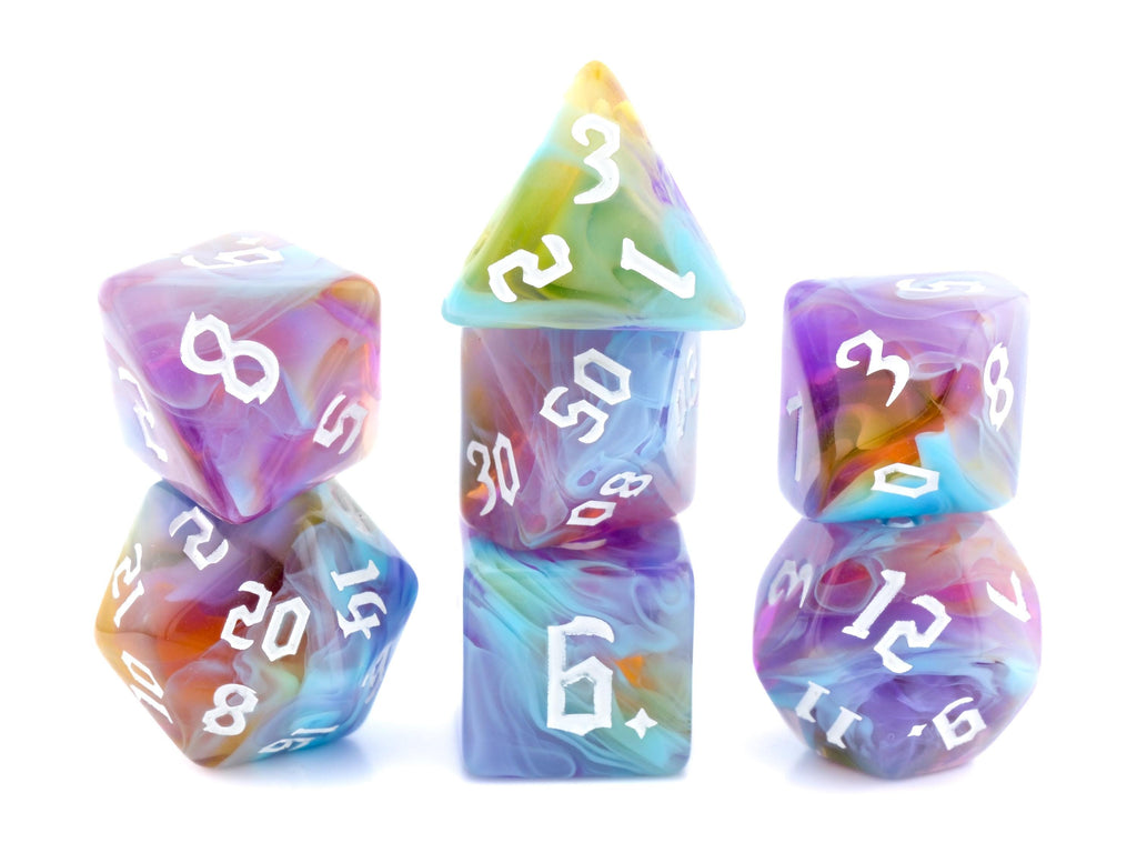 Ethereal Blaze Acrylic DnD Dice Set: 7 Piece RPG Dice