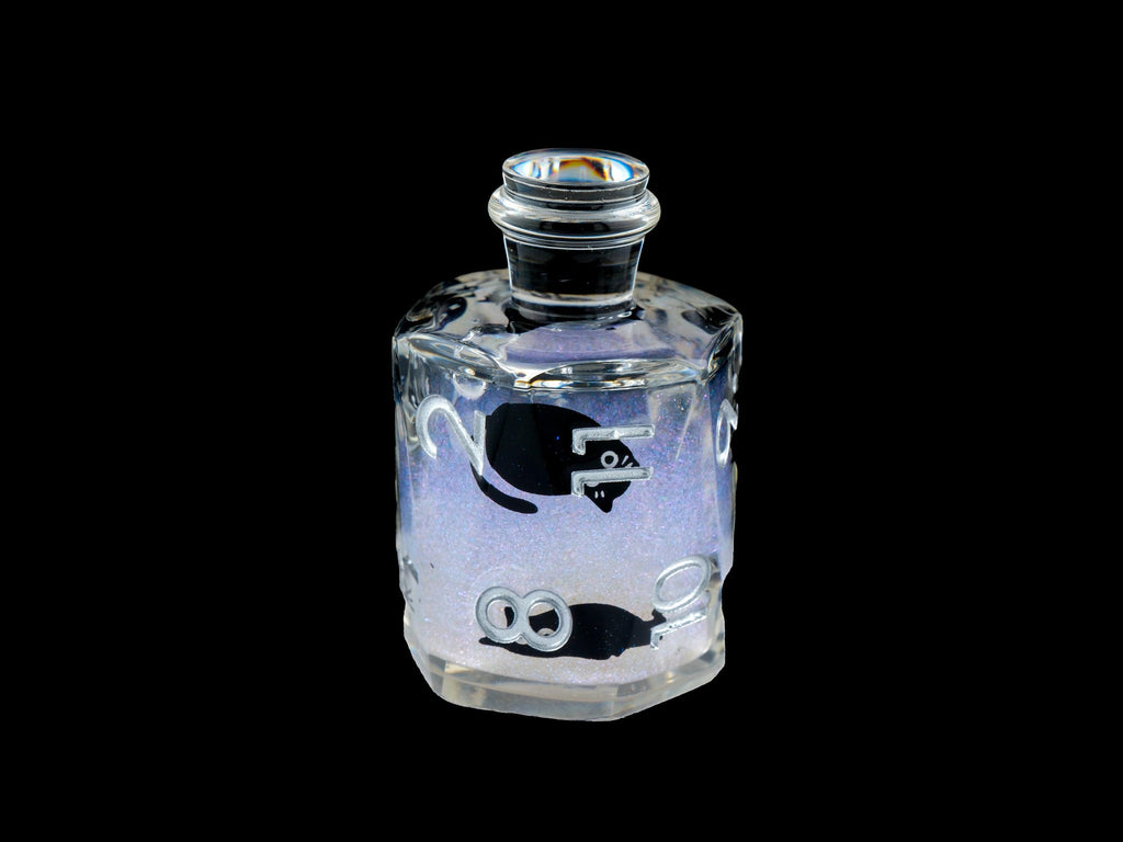 Cat Potion Bottle Liquid Core DnD Dice Set | 7 Piece RPG Dice | Black Kitty | Magical Liquid | Dungeons & Dragons | Tabletop RPG | Nerdy Gif